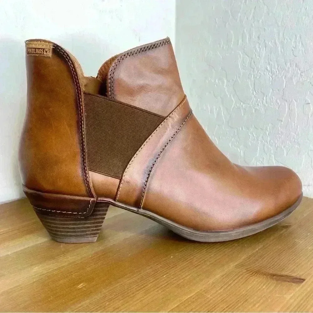 NEW PIKOLINOS Rotterdam Brown Leather Cuero Ankle Boot Size EU 41 US 10